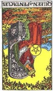 Queen of Pentacles, reversed